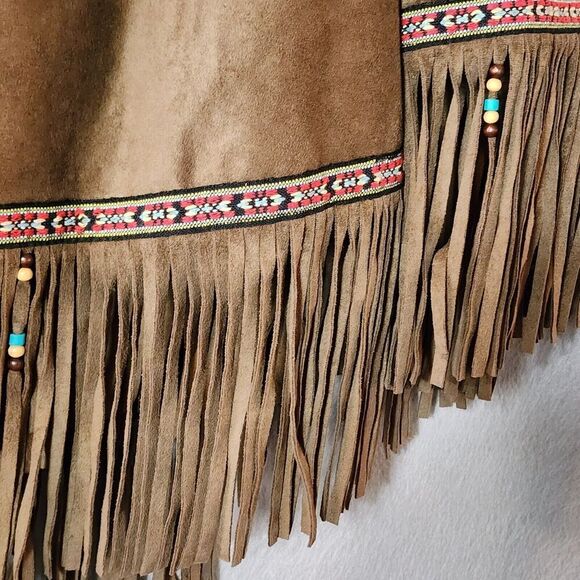 VTG Milton Funwear Poncho Adult Women L / XL Boho Native Indian Feather Costume - Picture 5 of 14